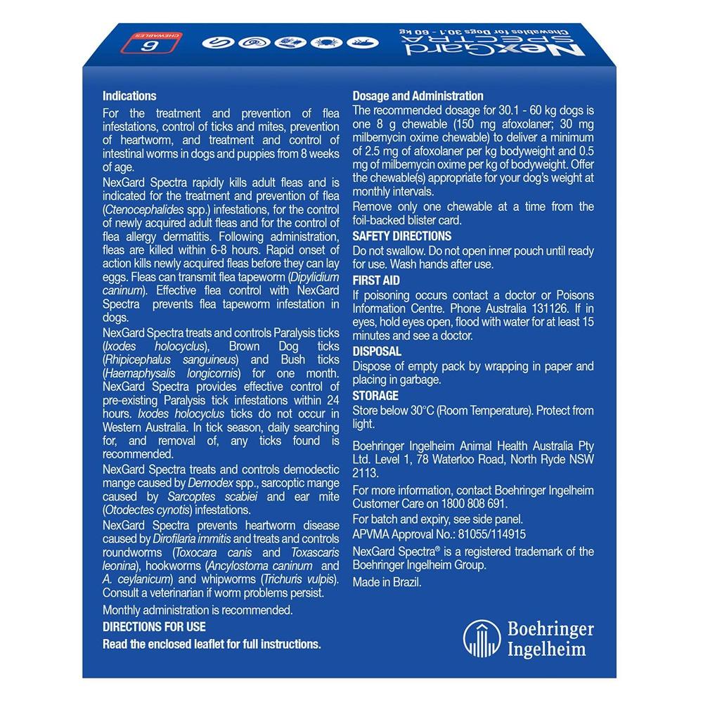 NexGard Spectra Extra Large Breed 30.1-60kg Flea, Tick & Worming Dog Chews