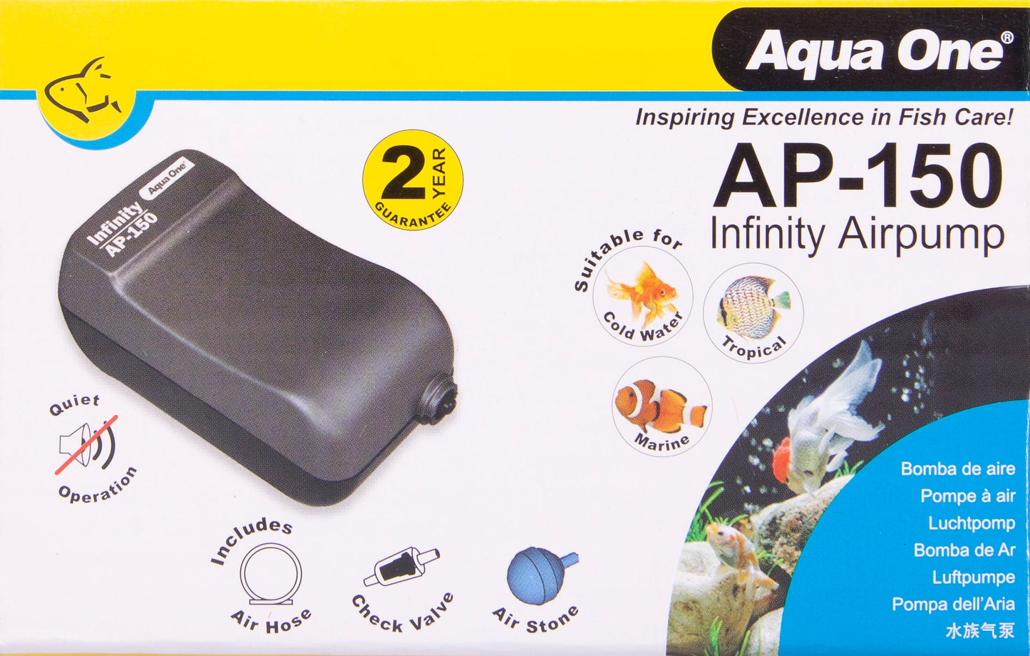 Aqua One AP150 Infinity Airpump Single 100L/HR