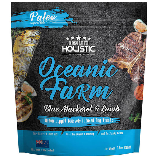 Absolute Holistic Oceanic Farm Blue Mackerel & Lamb Air Dried Dog Treats 100g (100000003920) [default_color]