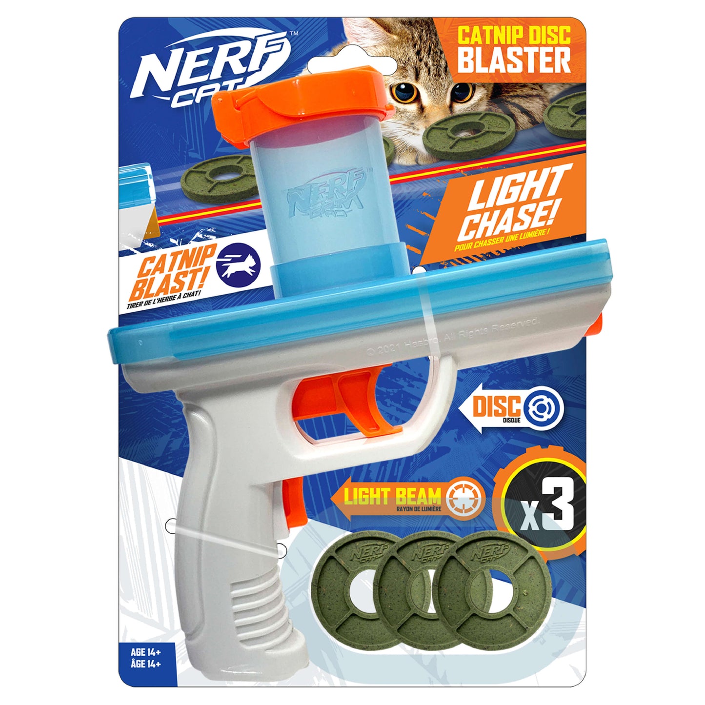 Nerf Catnip Blaster With Catnip Discs 3 Pack 7.88in Cat Toy