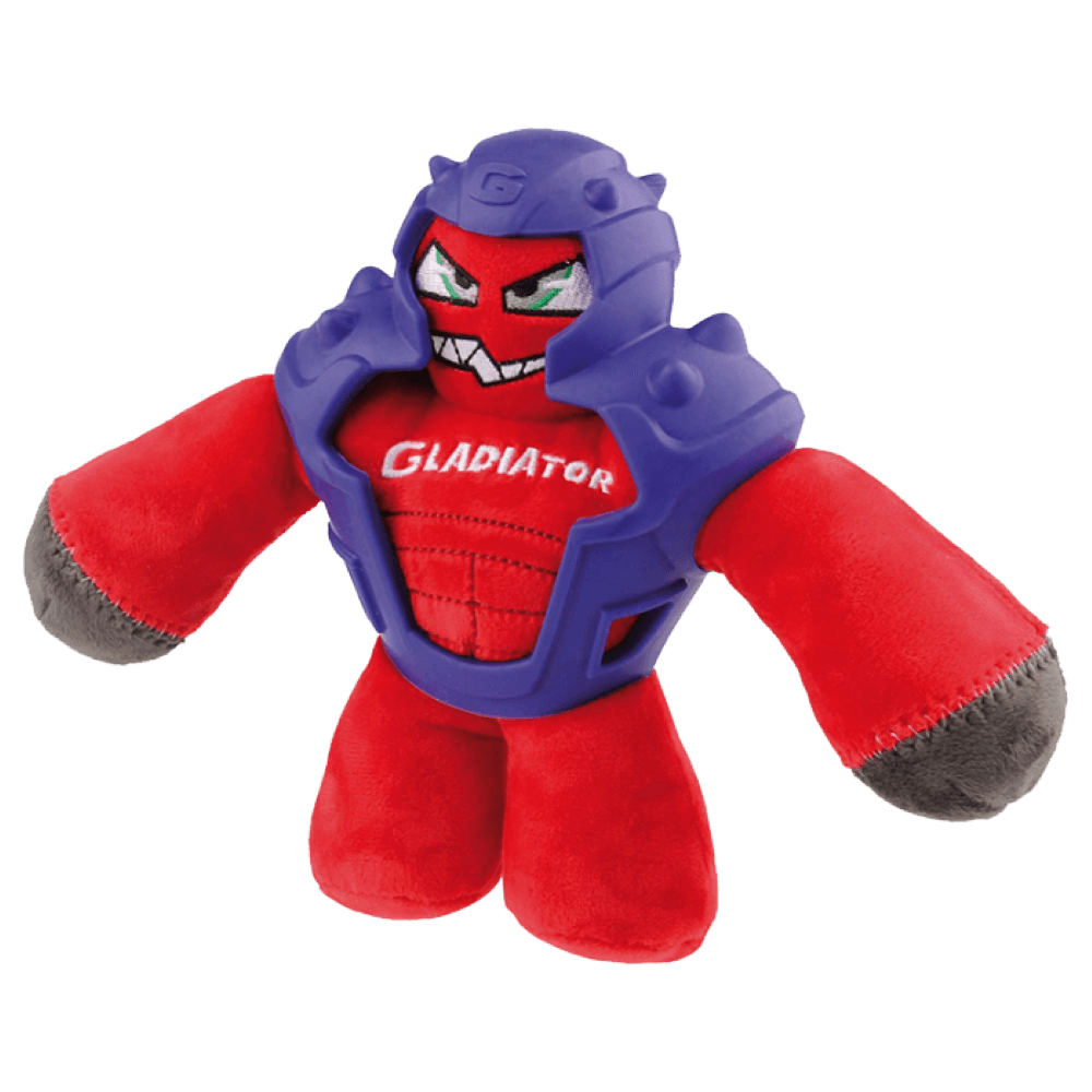 Gigwi Gladiator Plush Tpr Red Dog Toy Medium
