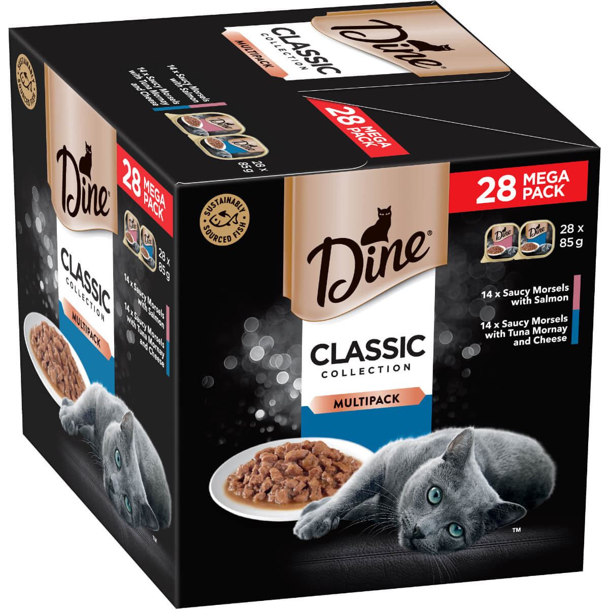 Dine Classic Collection Multipack Salmon & Tuna with Cheese Wet Cat Food