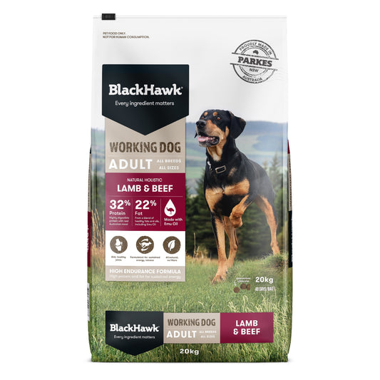 Black Hawk Working Dog Adult Lamb & Beef Dry Dog Food 20kg