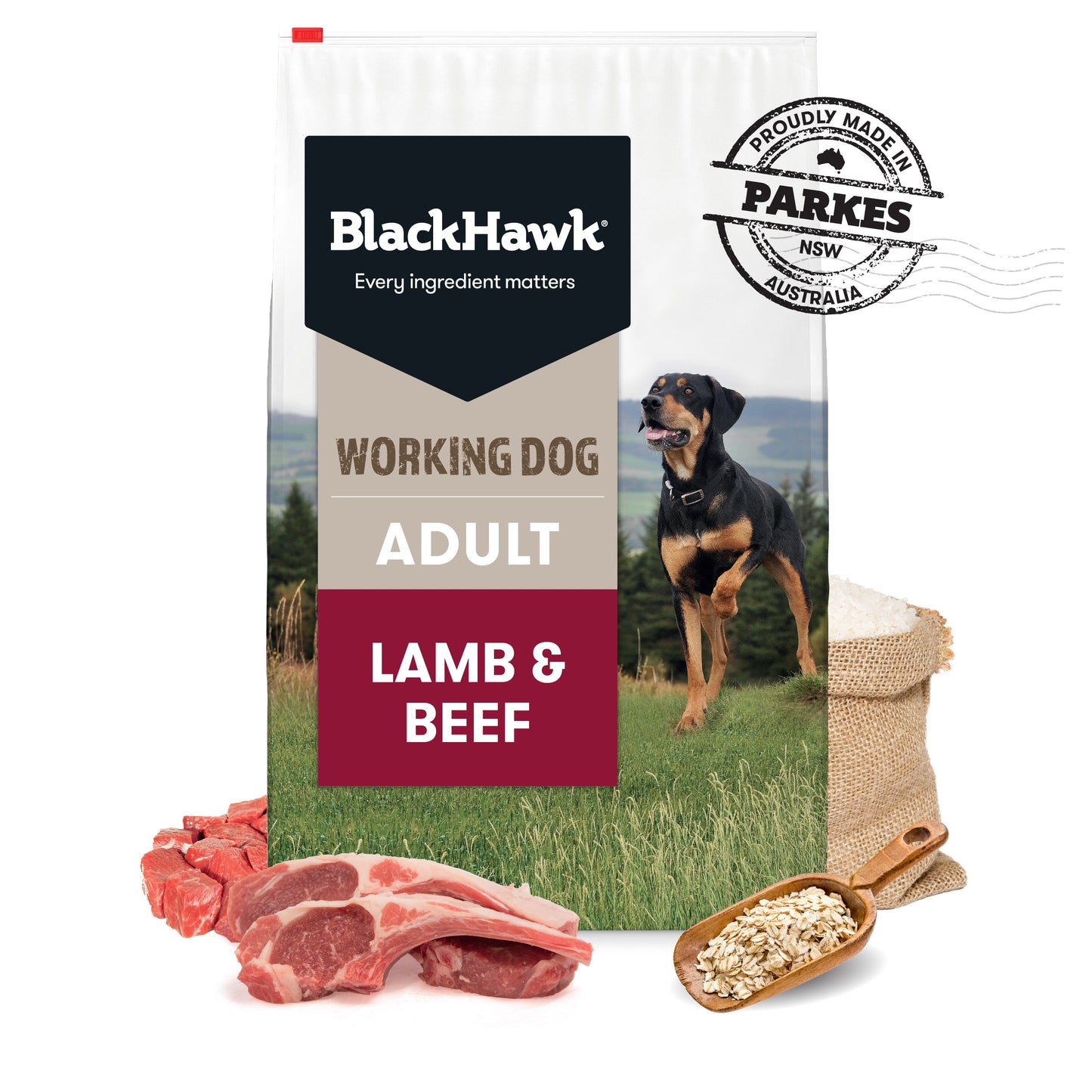 Black Hawk Working Dog Adult Lamb & Beef Dry Dog Food 20kg