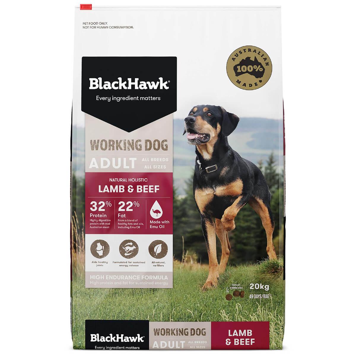 Black Hawk Working Dog Adult Lamb & Beef Dry Dog Food 20kg