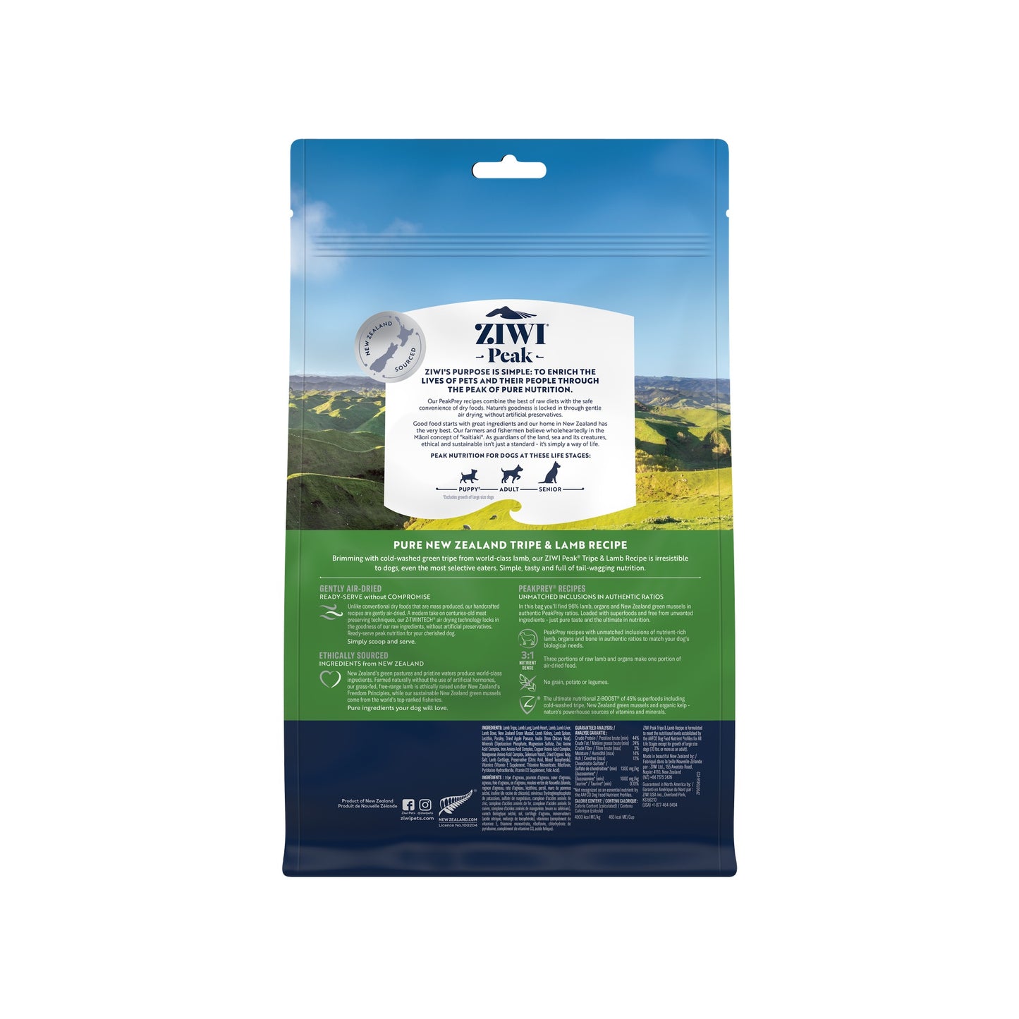 Ziwi Peak Air Dried Tripe & Lamb Recipe Dry Dog Food