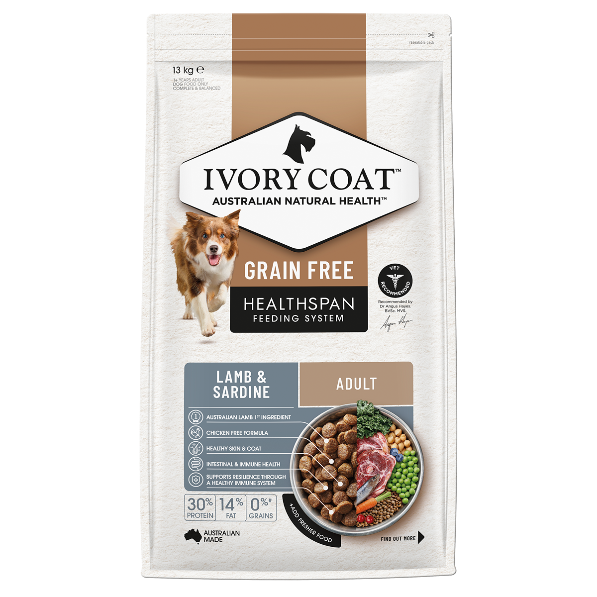 Ivory Coat Grain Free Adult Lamb & Sardine Dry Dog Food