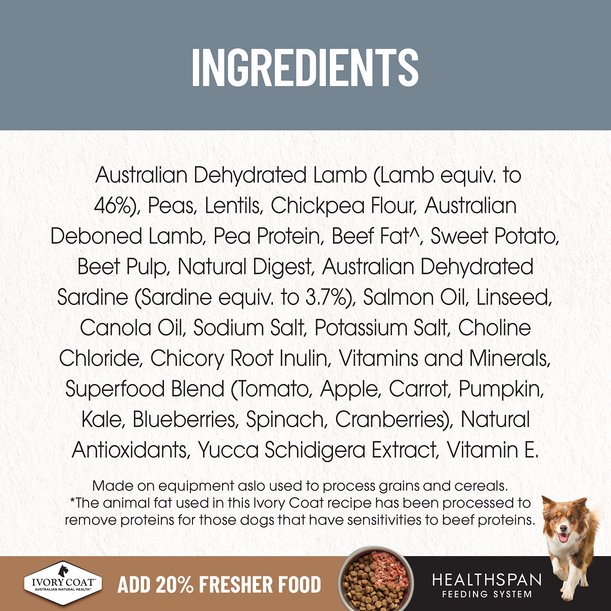 Ivory Coat Grain Free Adult Lamb & Sardine Dry Dog Food