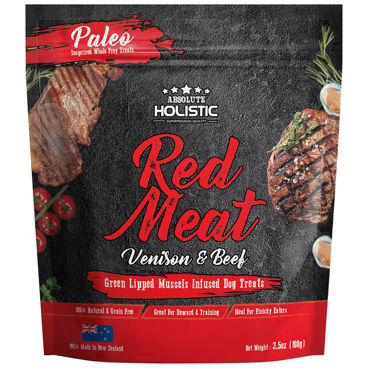 Absolute Holistic Red Meat Beef & Venison Air Dried Dog Treats 100g