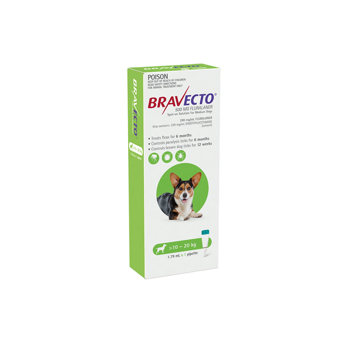 BRAVECTO Flea & Tick Spot-On Treatment 10-20kg Dog