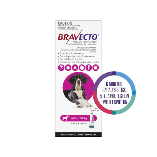 BRAVECTO Flea & Tick Spot-On Treatment 40-56kg Dog