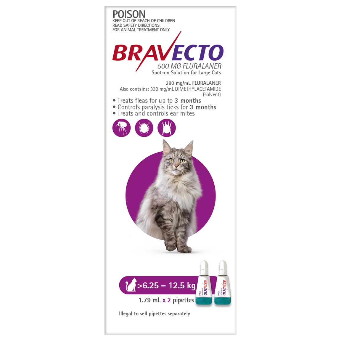 BRAVECTO Flea & Tick Spot On Treatment 6.25-12.5kg Cat