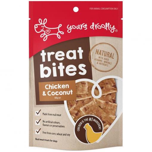 Yours Droolly Chicken & Coconut Bites Dog Treats 100g