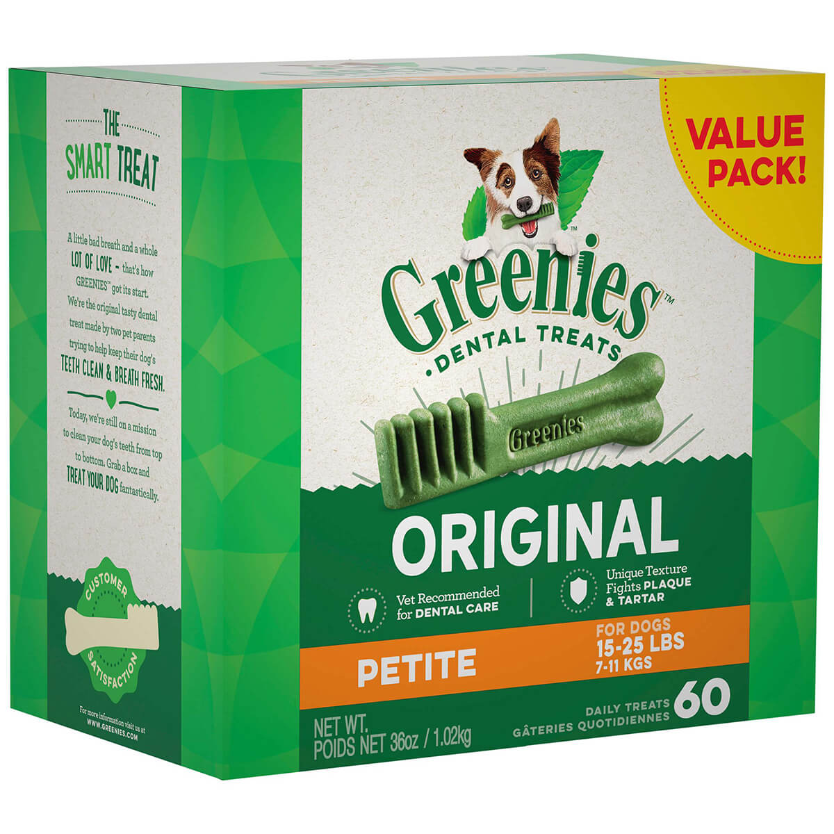 Greenies Original Petite Dental Dog Treats 60 Value Pack 1.02Kg