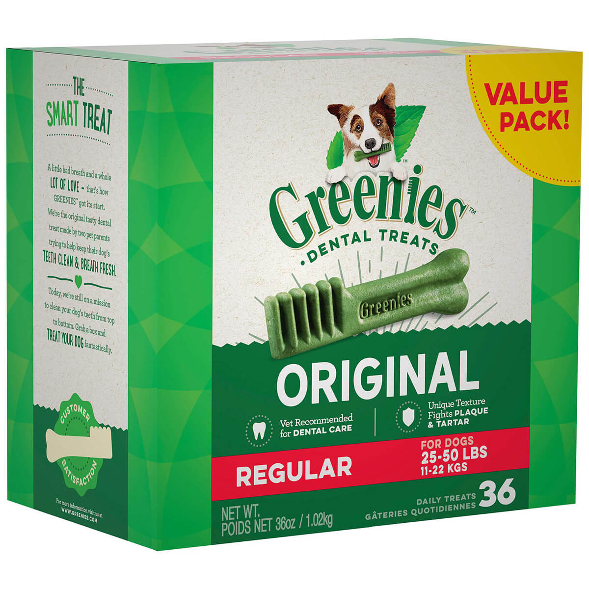 Greenies Original Regular Dental Dog Treats 36 Value Pack 1.02Kg