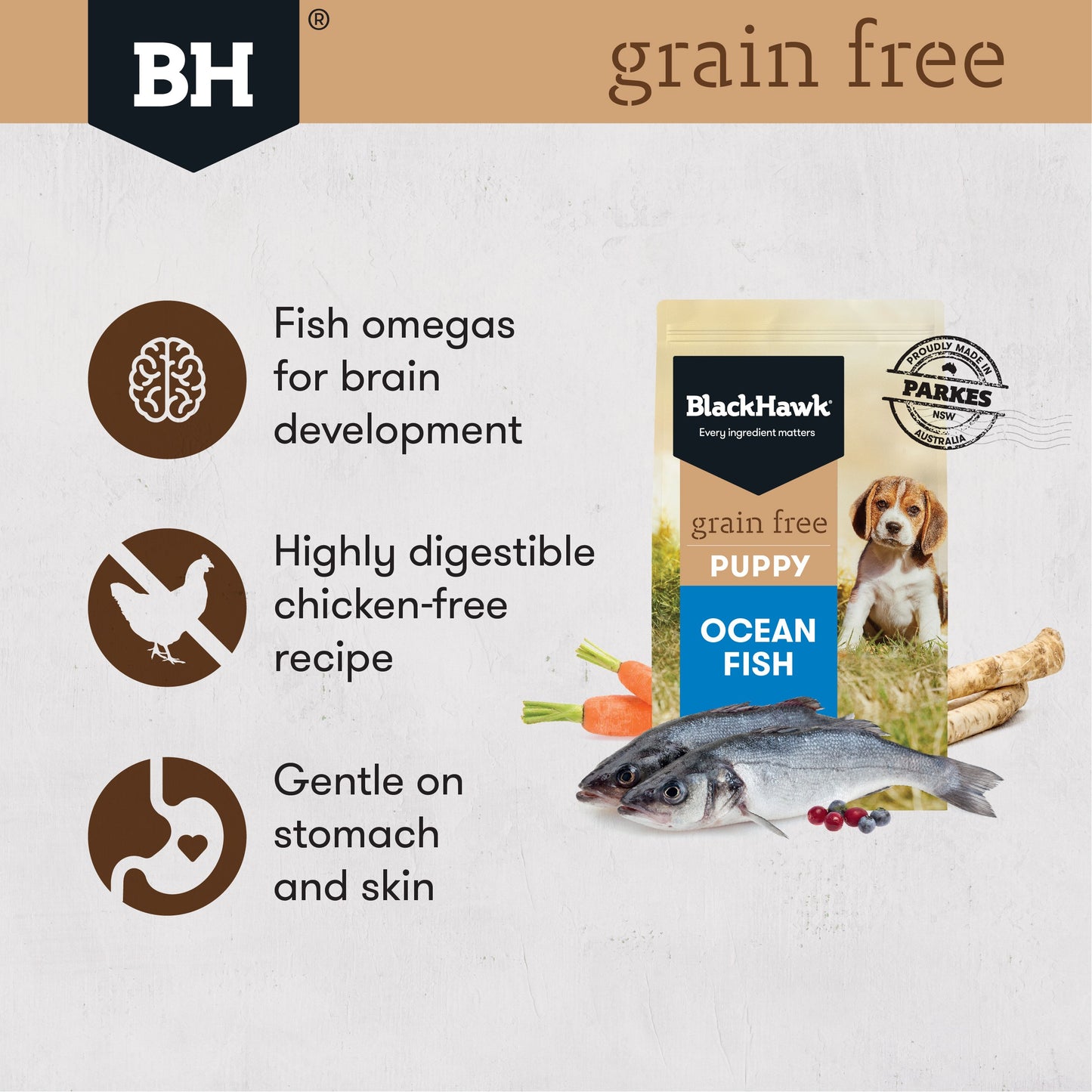 Black Hawk Grain Free Wild Caught Ocean Fish Puppy Dry Dog Food