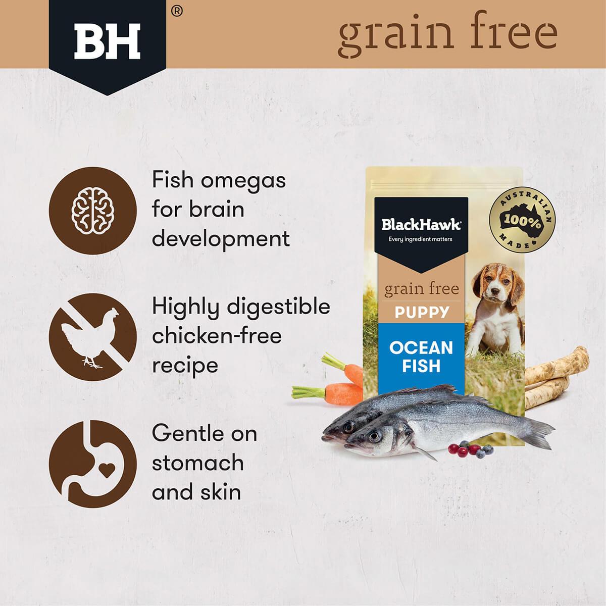 Black Hawk Grain Free Wild Caught Ocean Fish Dry Puppy Food