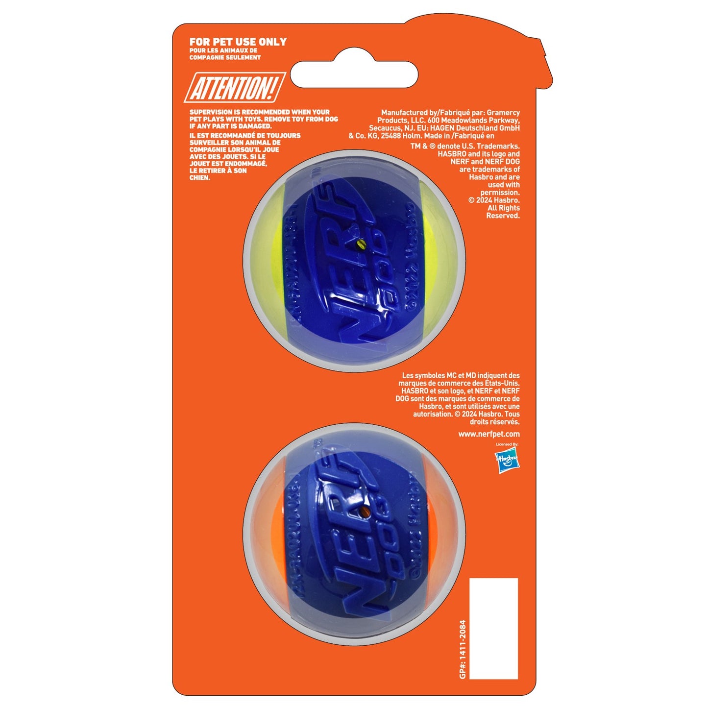 Nerf TPR Squeak Tennis Ball Dog Toy 2pk