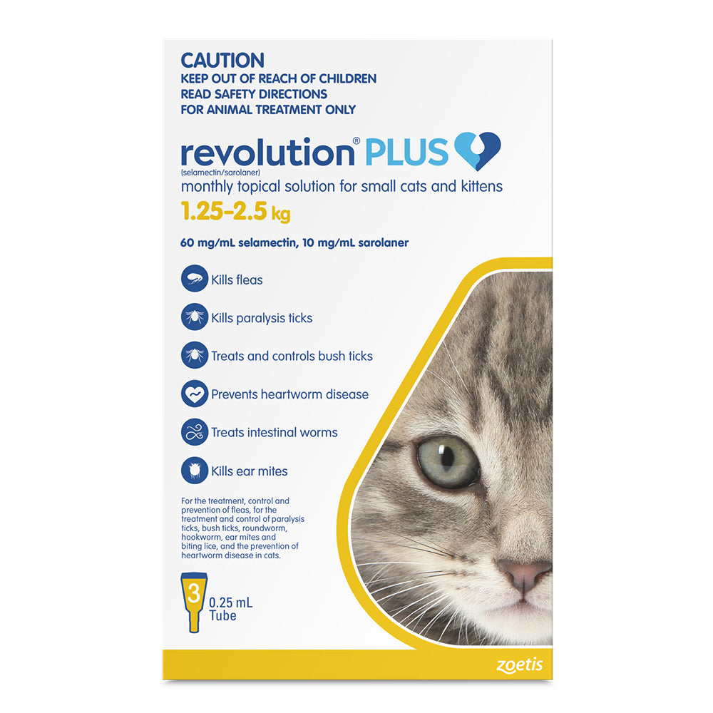 Revolution Plus Flea & Tick Treatment 1.25-2.5kg Cat 3 Pack