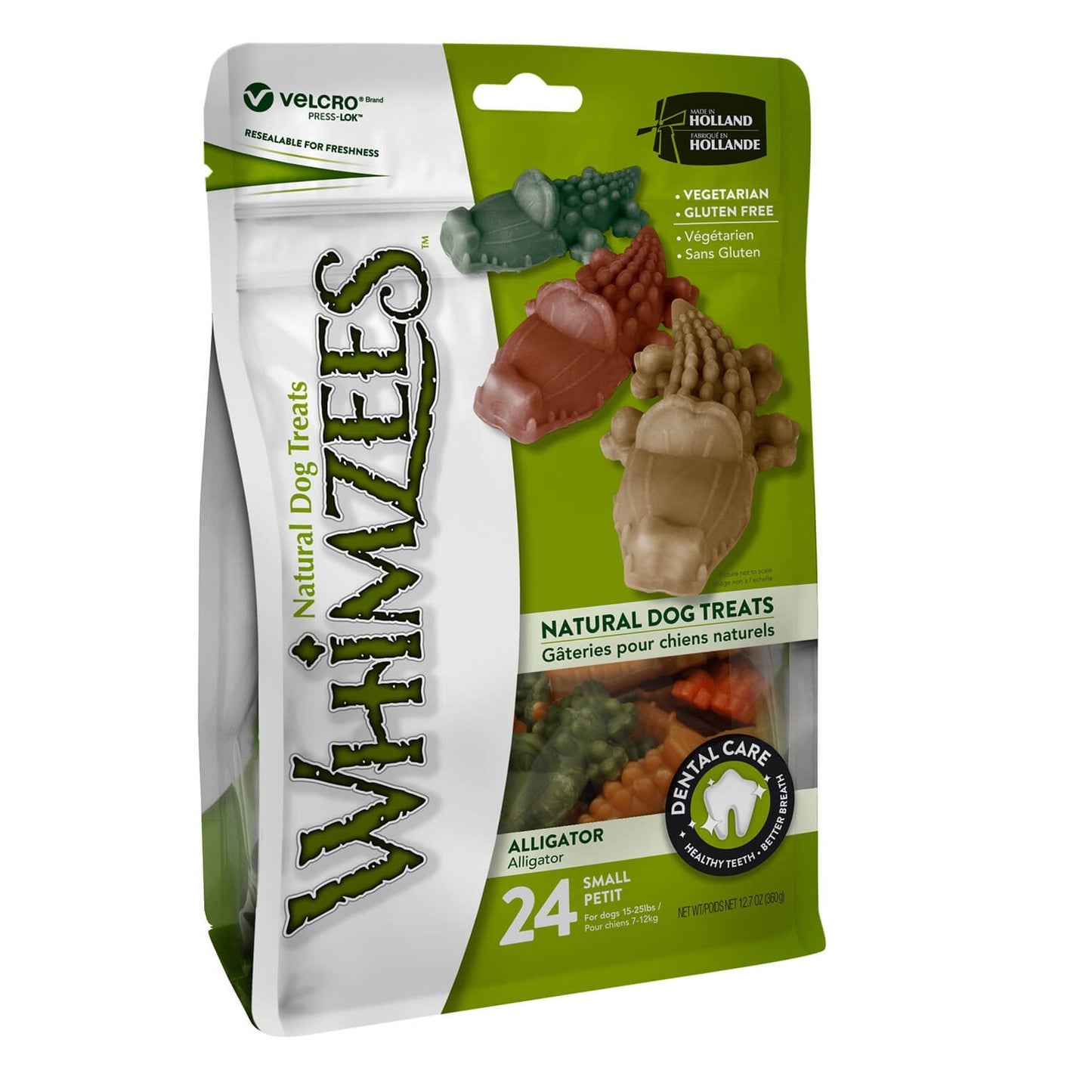 Whimzees Alligator Small Dental Care Dog Treat Value Bag 24pk