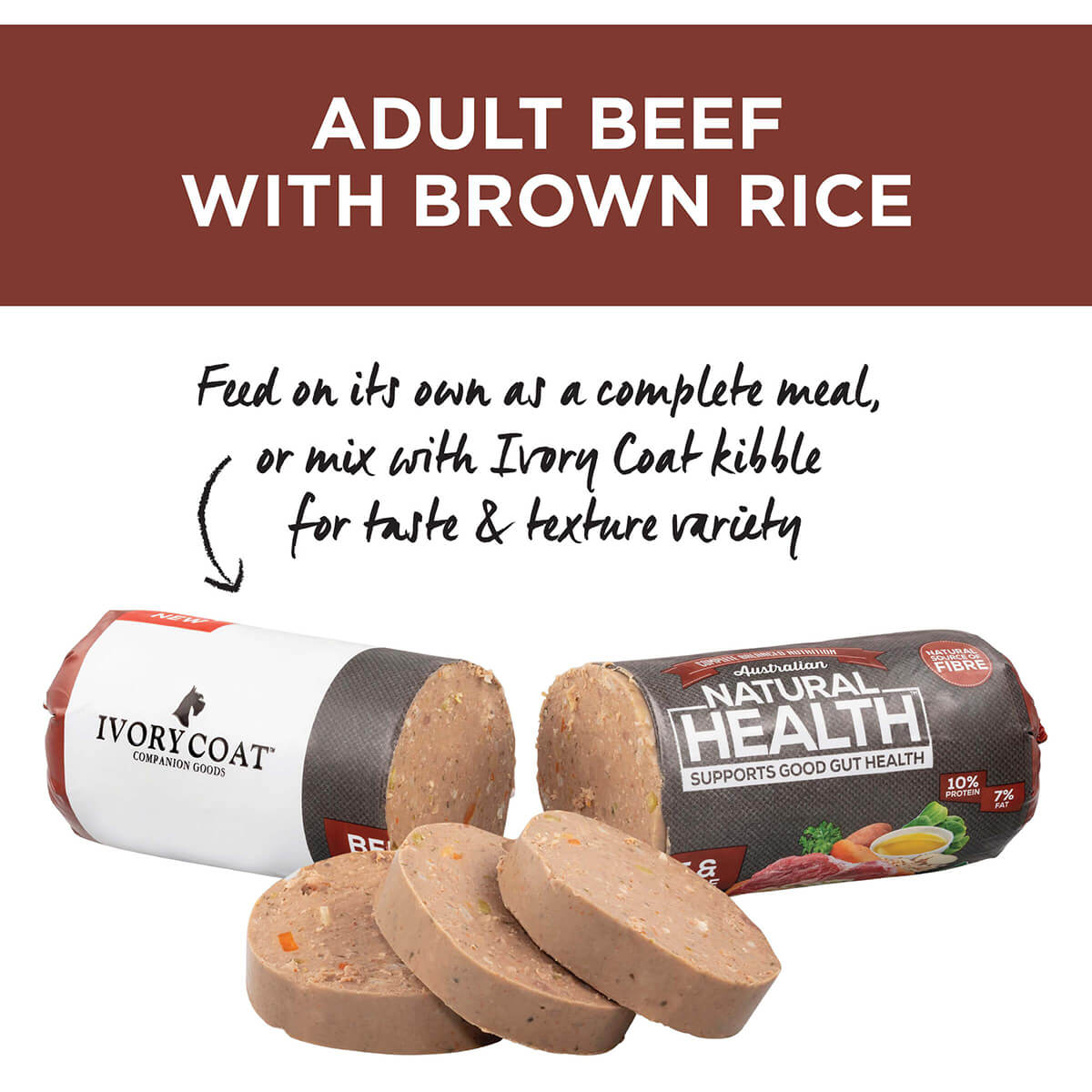 Ivory Coat Adult Beef & Brown Rice Dog Roll 1.4kg