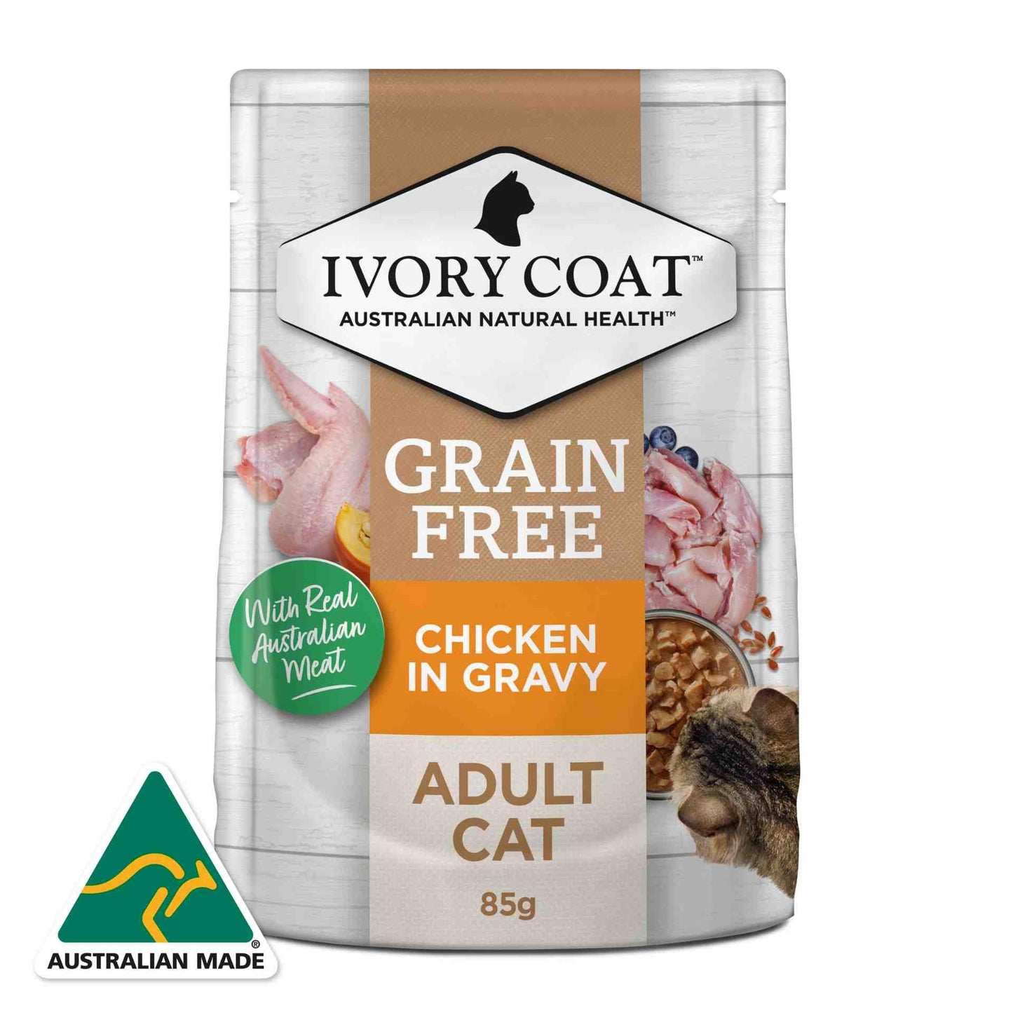 Ivory Coat Grain Free Adult Wet Cat Food Chicken in Gravy 85g
