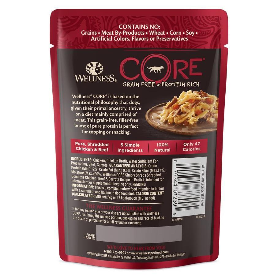 Wellness Core Simply Shreds Chicken, Beef & Carrots Wet Dog Food 79g