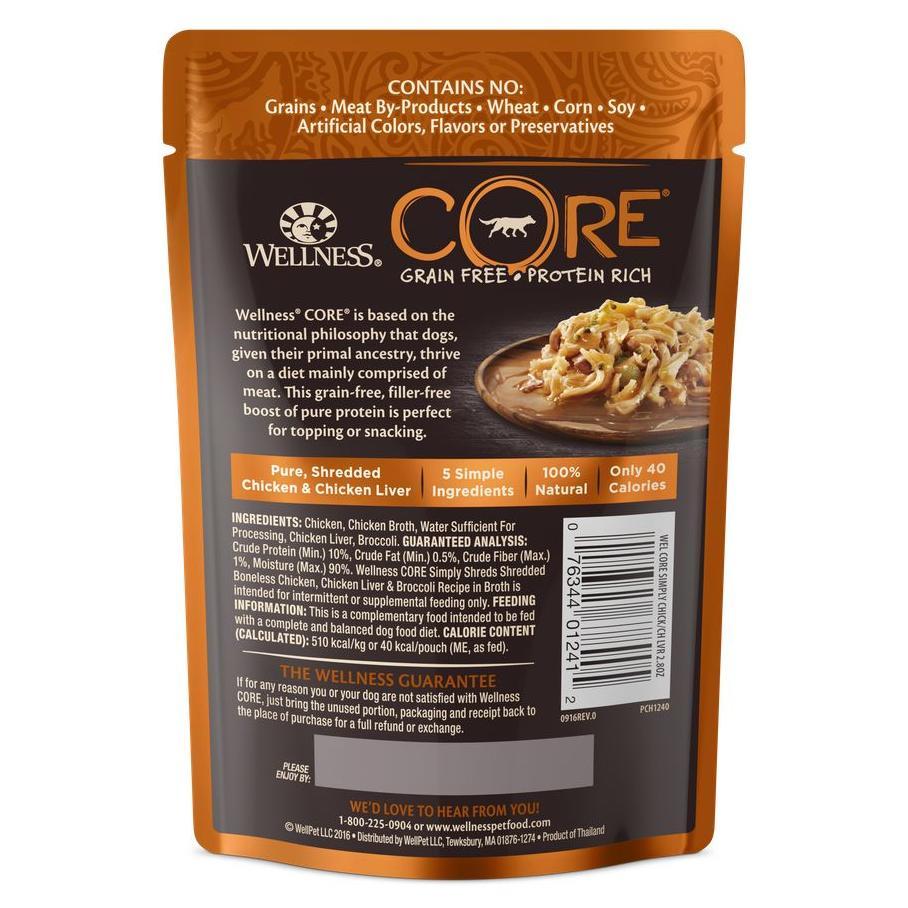 Wellness Core Simply Shreds Chicken Liver & Broccoli Wet Dog Food 79g