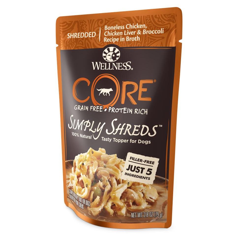 Wellness Core Simply Shreds Chicken Liver & Broccoli Wet Dog Food 79g