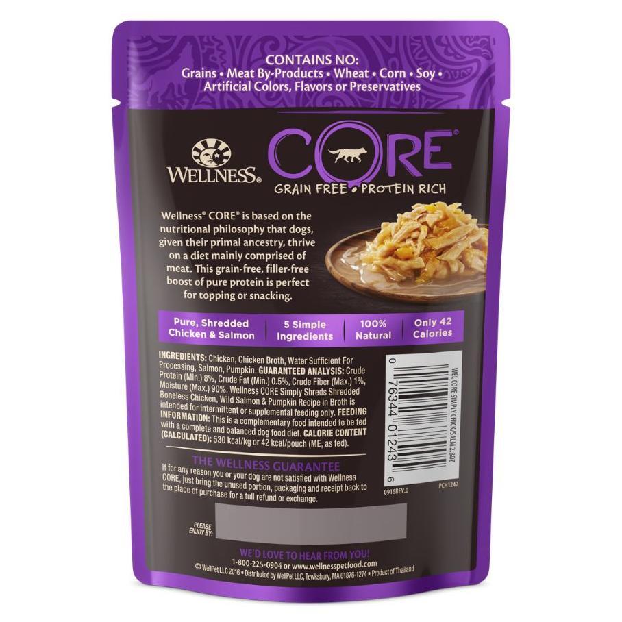 Wellness Core Simply Shreds Chicken, Salmon & Pumpkin Wet Dog Food 79g