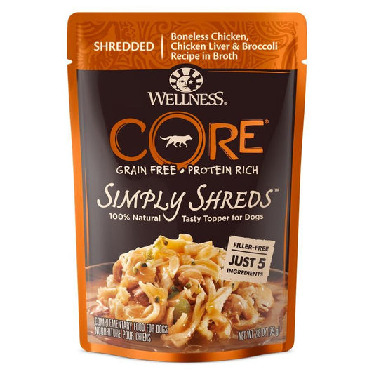 Wellness Core Simply Shreds Chicken Liver & Broccoli Wet Dog Food 79g