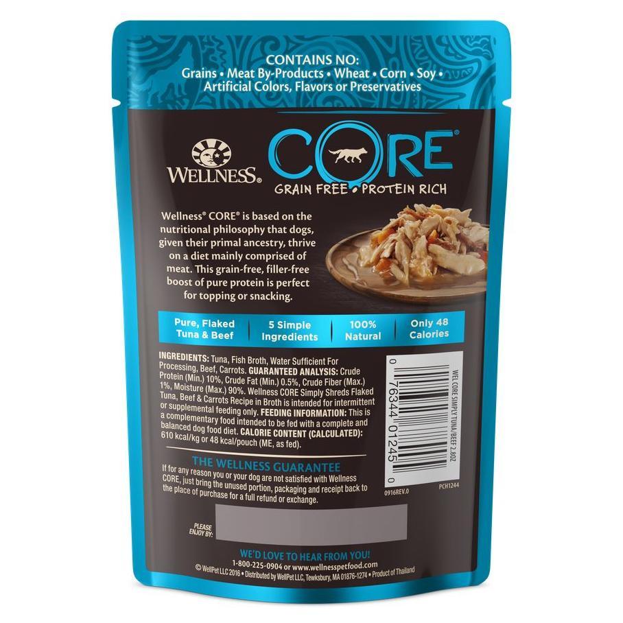 Wellness Core Simply Shreds Tuna, Beef & Carrots Wet Dog Food 79g