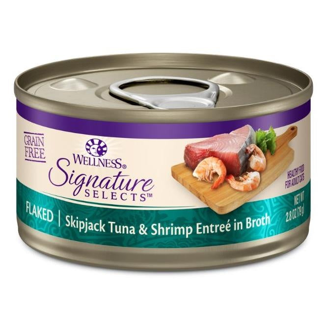 Wellness Core Signature Selects Flaked Skipjack Tuna With Shrimp Entrée in Broth Wet Cat Food