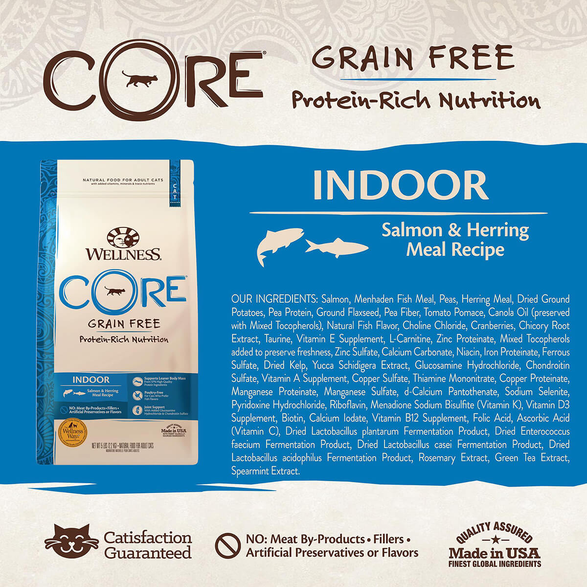 Wellness Core Grain Free Indoor Adult Salmon & Herring Dry Cat Food 2.27kg