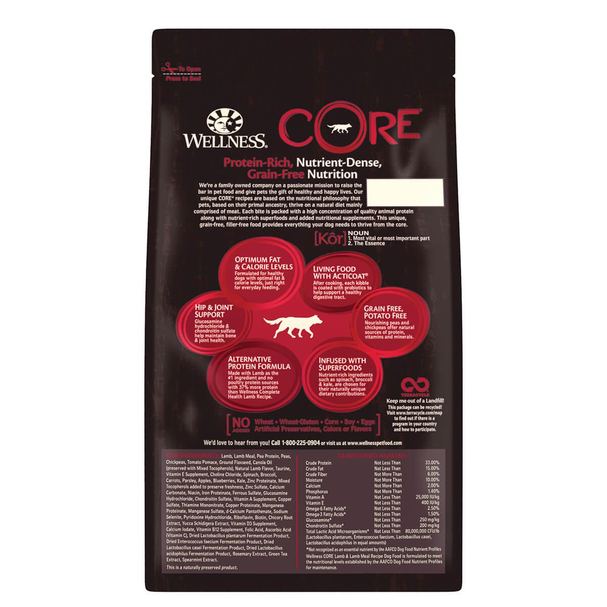 Wellness Core Grain Free Lamb Formula Dry Dog Food