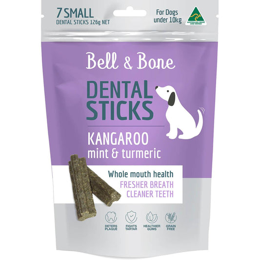 Bell & Bone Roo & Turmeric Dental Sticks Dog Treats Small