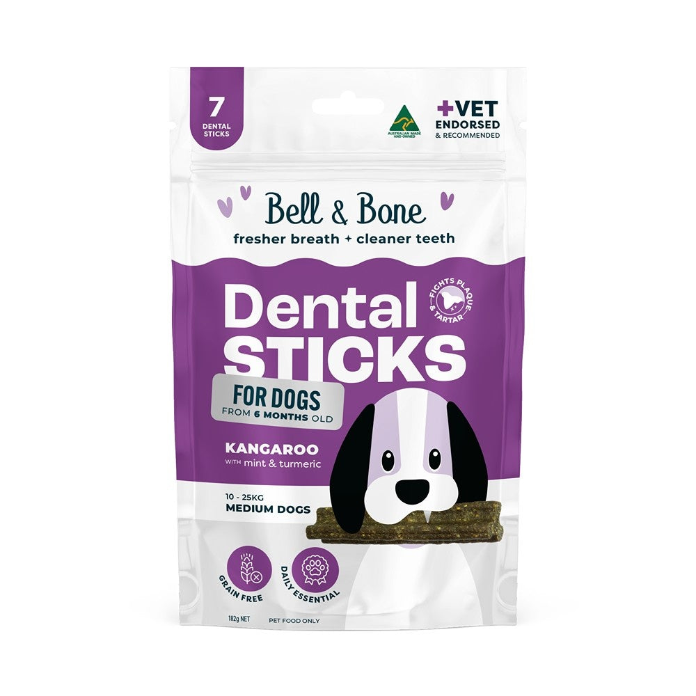Bell & Bone Medium Breed Kangaroo Dental Sticks Dog Treats