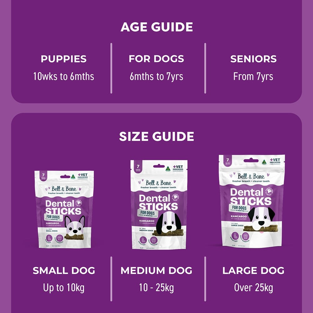 Bell & Bone Medium Breed Kangaroo Dental Sticks Dog Treats