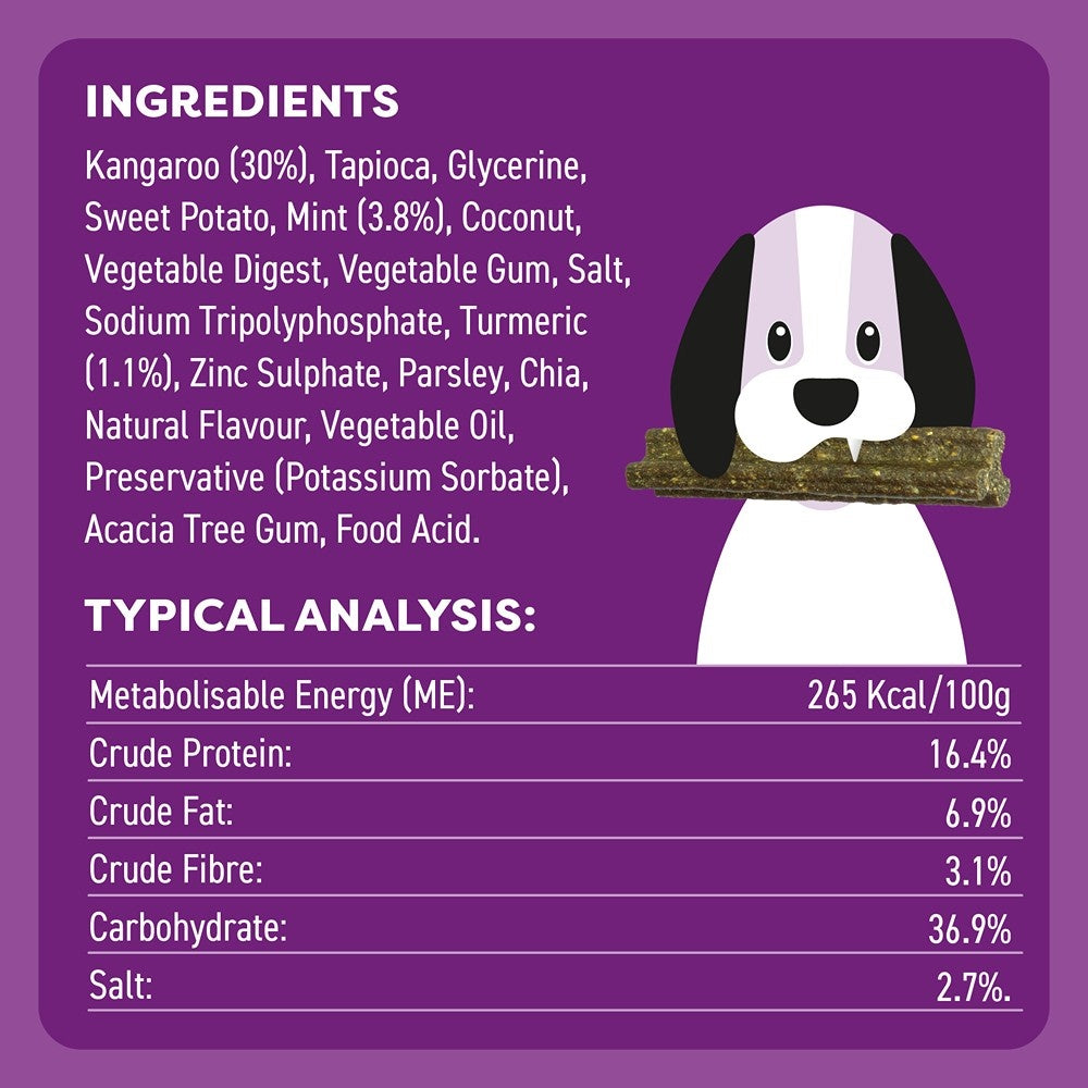 Bell & Bone Large Breed Kangaroo Dental Sticks Dog Treats