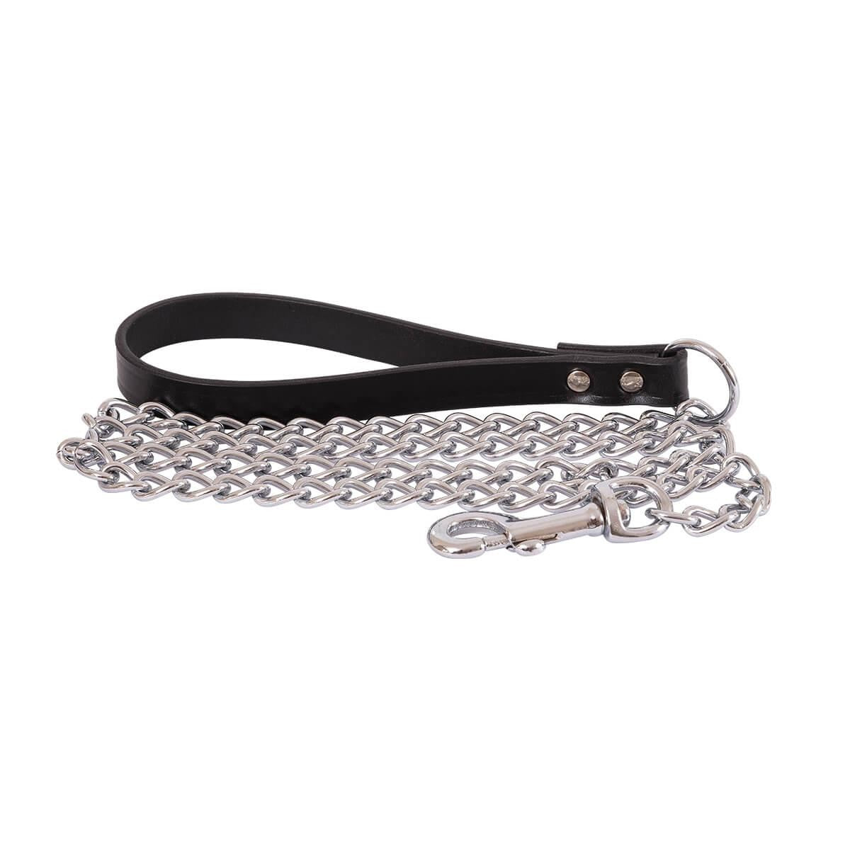 Beau Pets Chain Lead Leather Handle 3.00mmx120cm