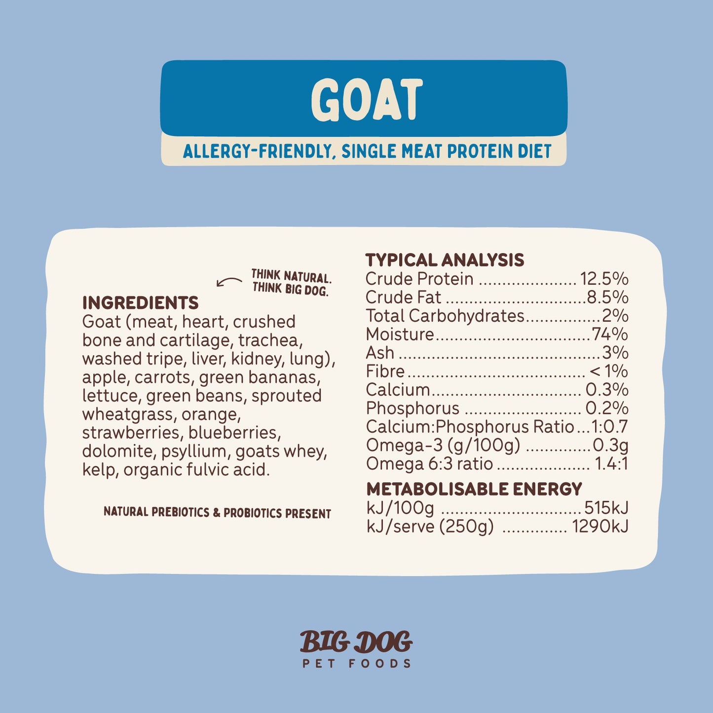 Big Dog BARF Goat Raw Dog Food