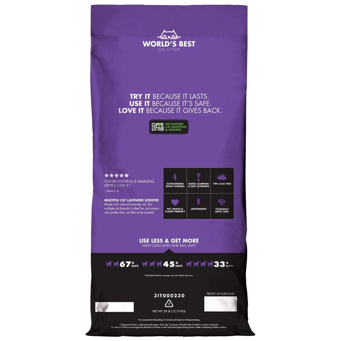 World's Best Multiple Cat Lavender Scented Cat Litter