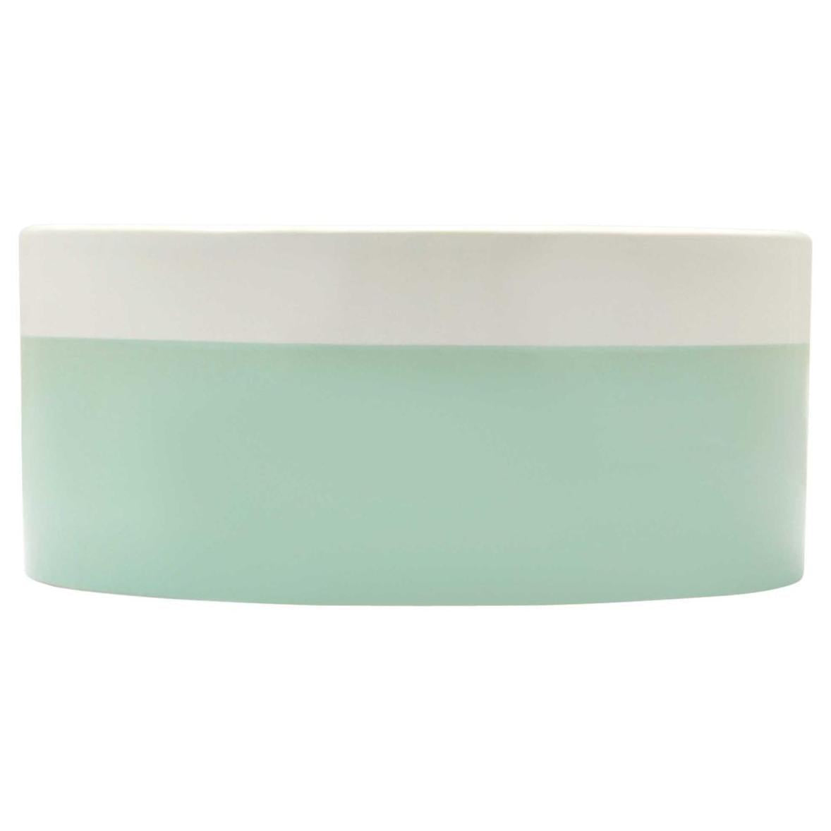 Buddy & Belle Mint/White Round Ceramic Dog Bowl