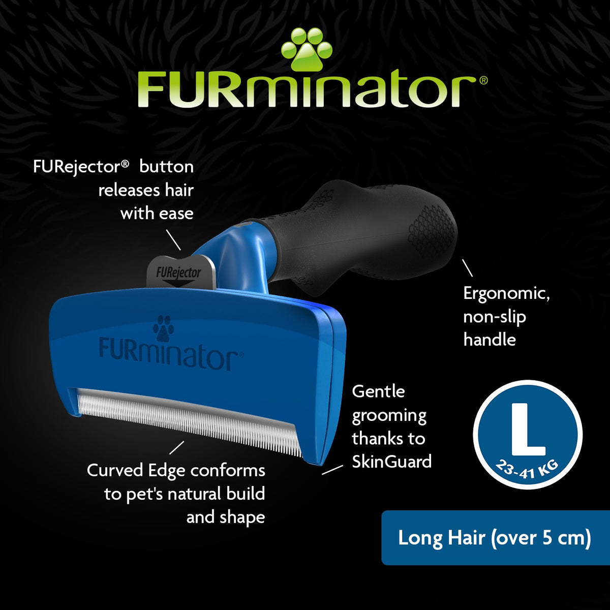 FURminator Long Hair deShedding Tool for Dogs