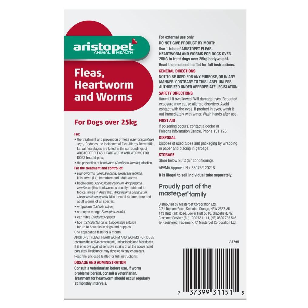 Aristopet Animal Health Fleas, Heartworm And Worms For Dogs Over 25Kg