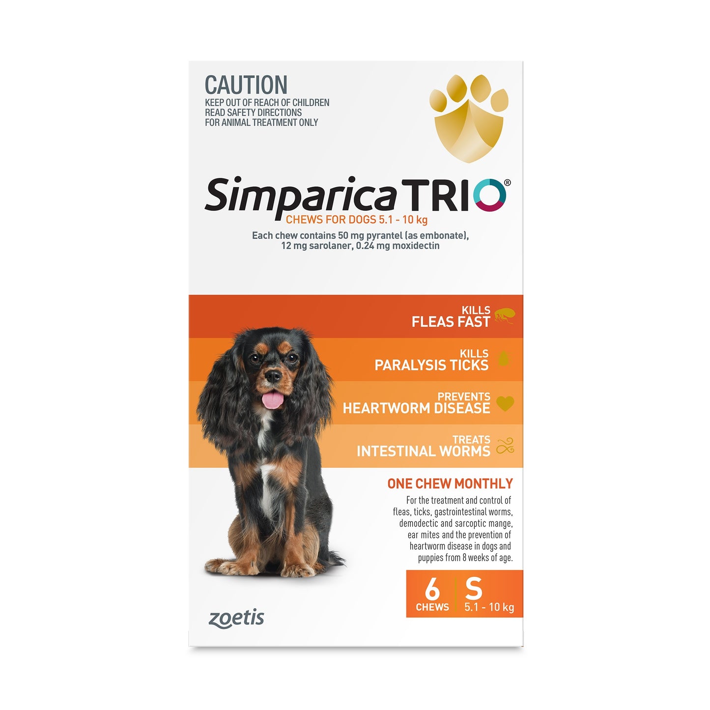 Simparica Trio Small Breed 5.1-10kg Flea, Tick & Worm Dog Chews