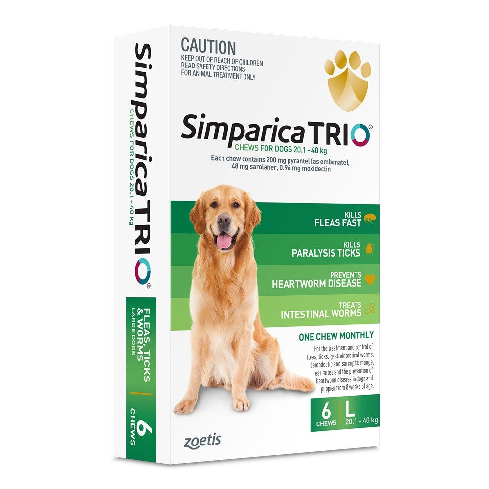 Simparica Trio Large Breed 20.1-40kg Flea, Tick & Worming Dog Chews