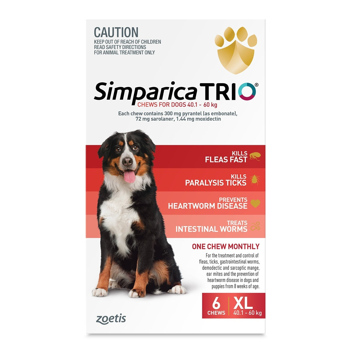 Simparica Trio Extra Large Breed 40.1-60kg Flea, Tick & Worm Dog Chews