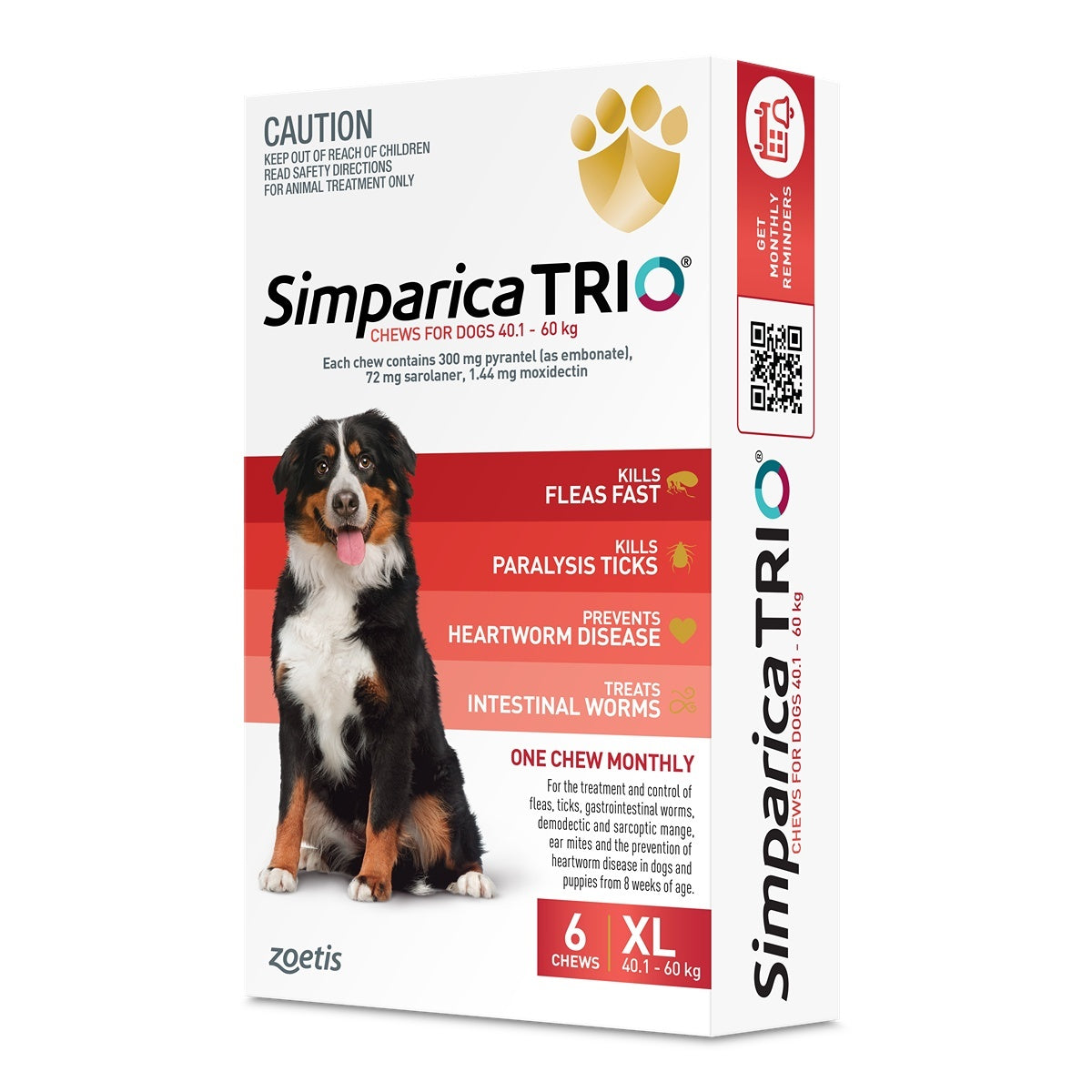 Simparica Trio Extra Large Breed 40.1-60kg Flea, Tick & Worm Dog Chews
