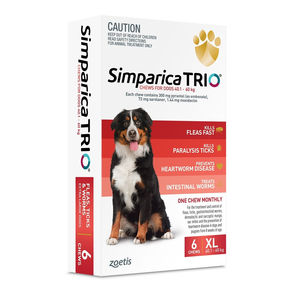 Simparica Trio Extra Large Breed 40.1-60kg Flea, Tick & Worm Dog Chews